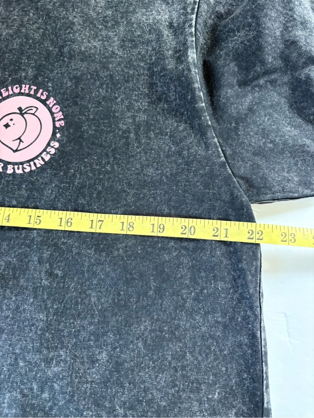 Black Acid Wash Tshirt Top M Peach My Weight Is None Of Your Business Unless - Picture 5 of 6